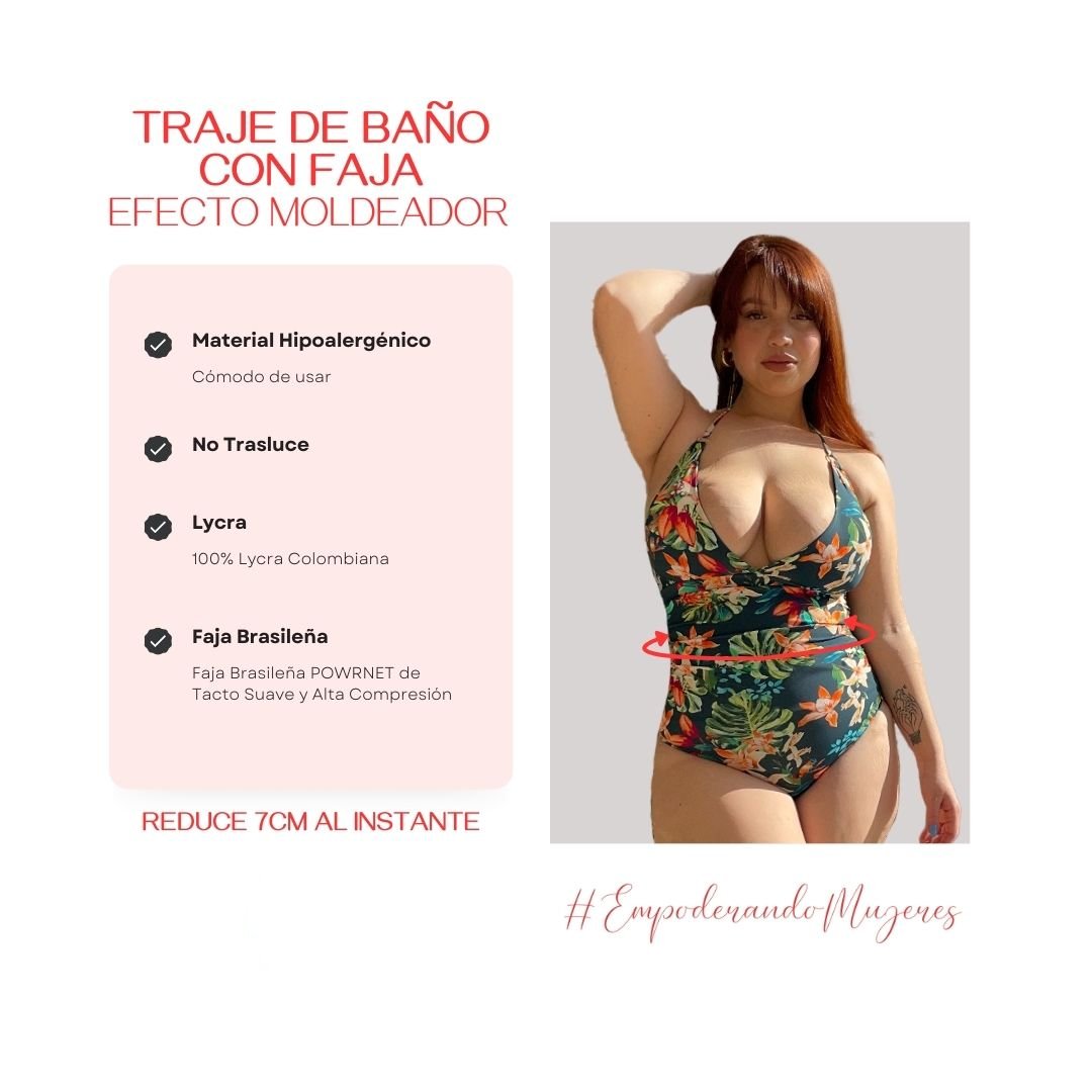 TRAJE DE BAÑO CON FAJA ALTA COMPRESIÓN ~ TIERRA