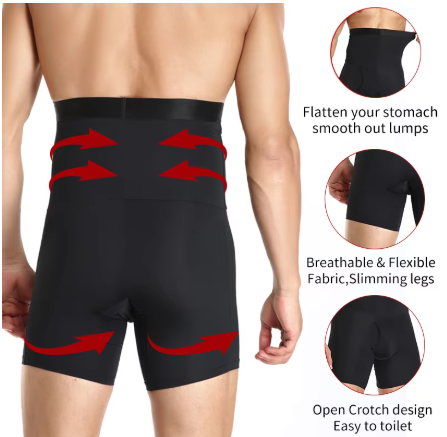 BÓXER CONTROL DE ABDOMEN PARA HOMBRES NEGRO