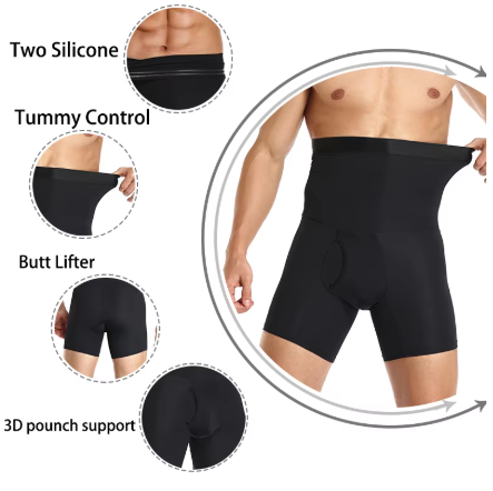 BÓXER CONTROL DE ABDOMEN PARA HOMBRES NEGRO