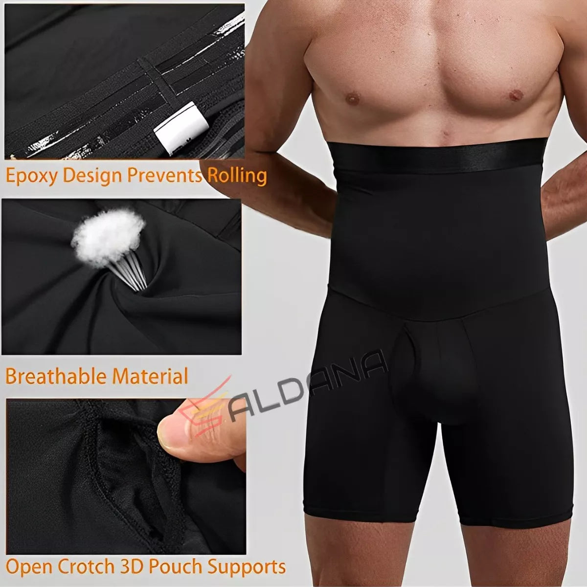 BÓXER CONTROL DE ABDOMEN PARA HOMBRES NEGRO